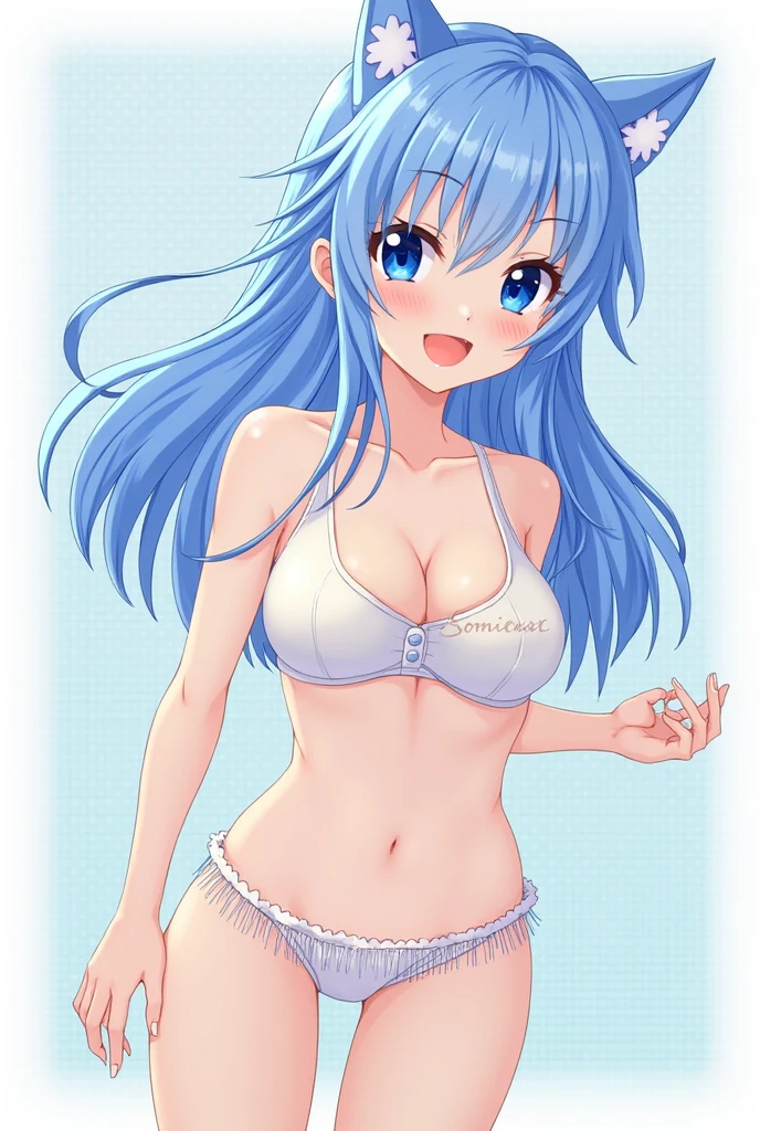 Anime Style、Blue Hair Girl、Hole、Pussy、Ecchi