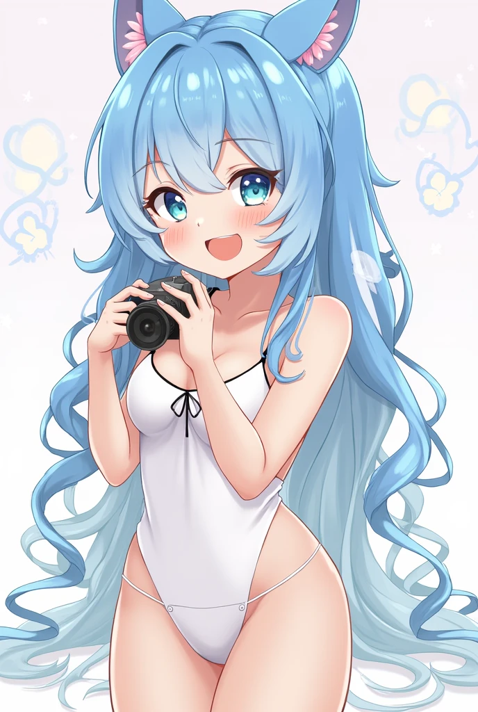 Anime Style、Blue Hair Girl、Hole、Pussy、Ecchi