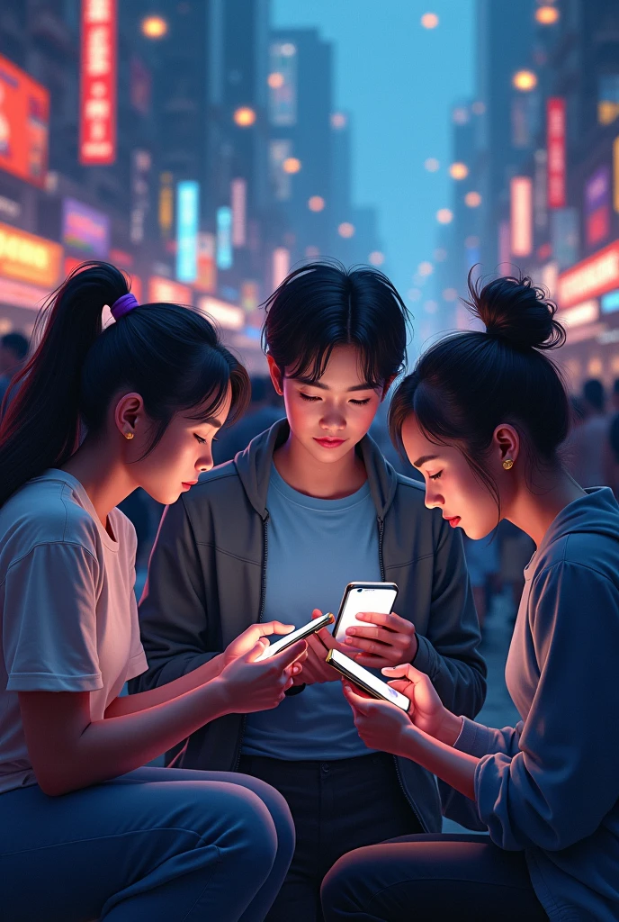 Prompt YouTube thambnail with text today youth generation addicted of social media