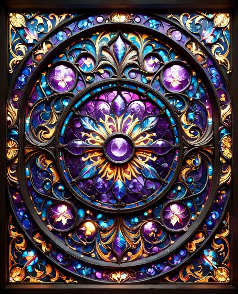 a picture of a stained glass window, intricate art, vector art, by Mario Dubsky, stained glass art, amethyst stained glass, detailed art in color, by Robert Richenburg, by Adrienn Henczné Deák