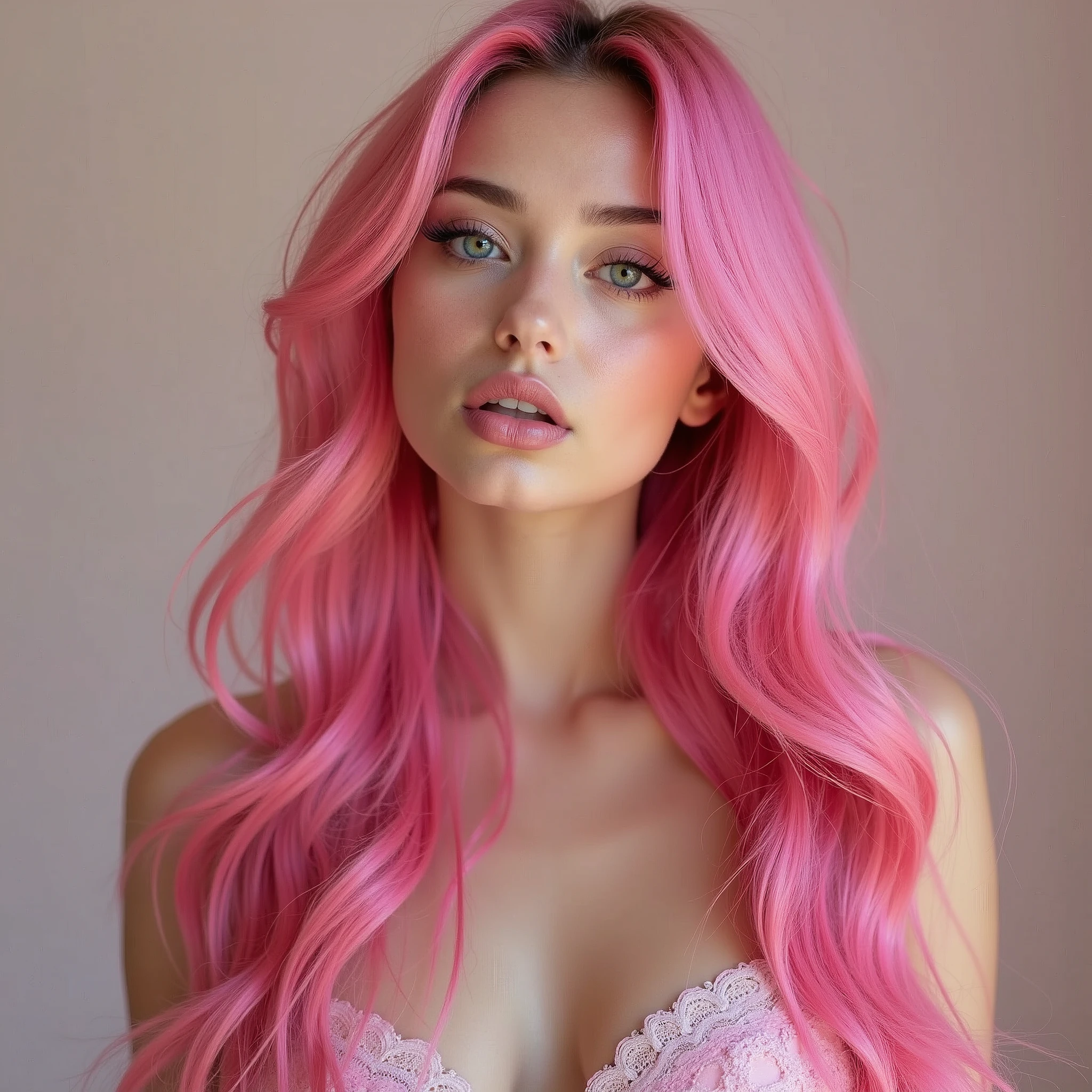 me a beautiful girl with pink hair