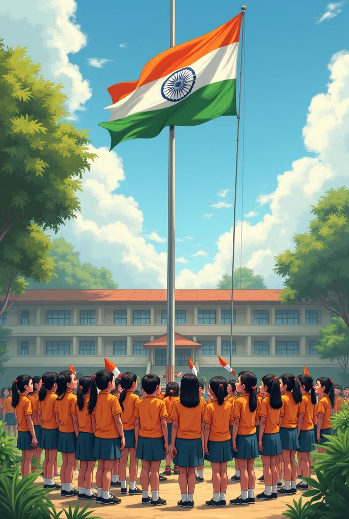 Kids salute to Icecream Flag of India

