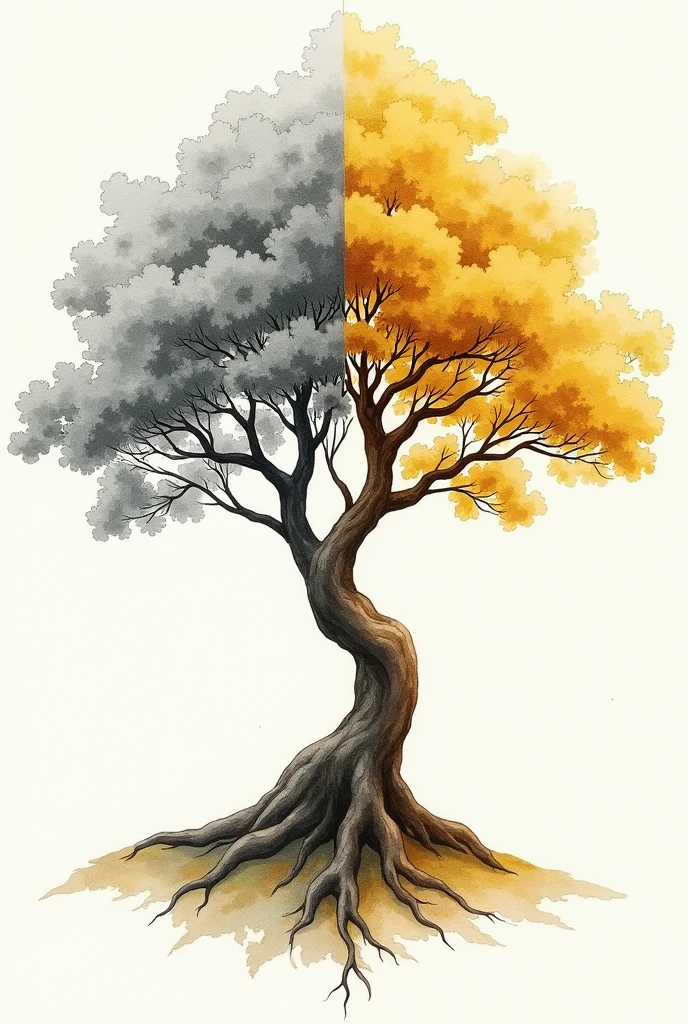 watercolor image for tattoo of the Two Trees of Valinor, Telperion and Laurelin, the Silver Tree and the Gold Tree from J. R. R. Tolkien 's legendarium