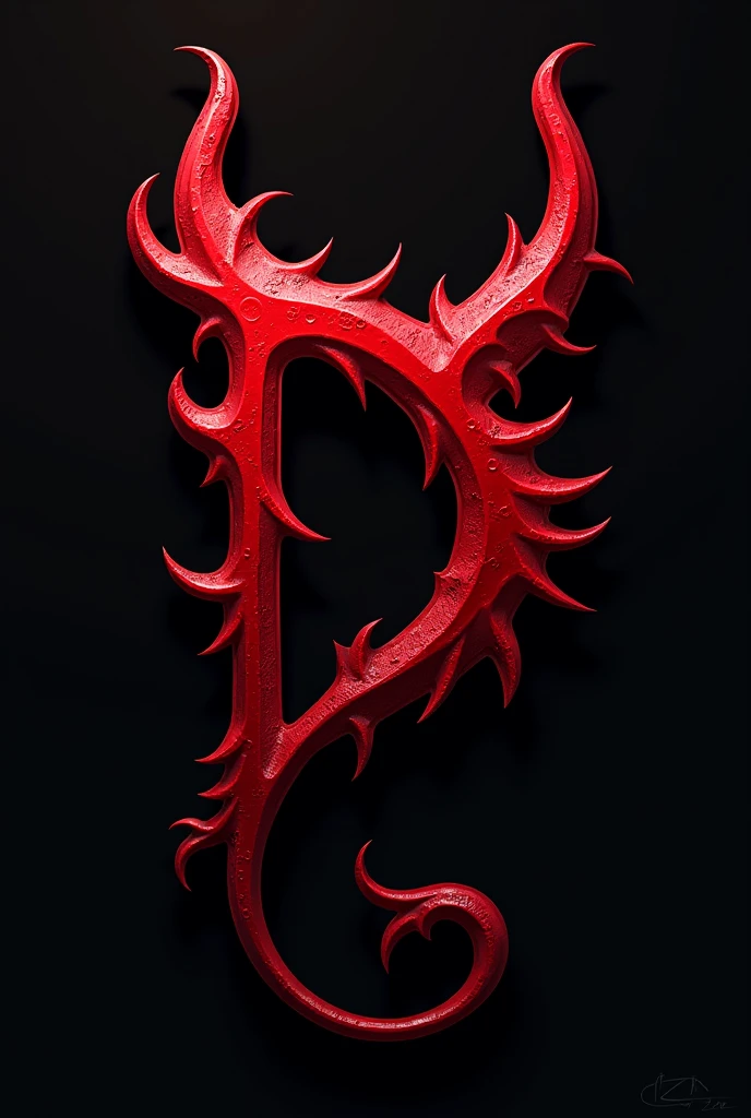 (logo design) sexy evil logo, a sexual striking red letter D, adorned with sharp, menacing demon horns, and a sinuous tail extending from the base, dynamic and bold, emphasizing a dark theme, glossy finish, high-resolution, creating an impression of sexuality and power. No background.