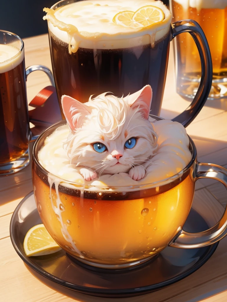 8k, Highly Detailed, best quality, Masterpiece, a cute slipper is in a mug of beer icon