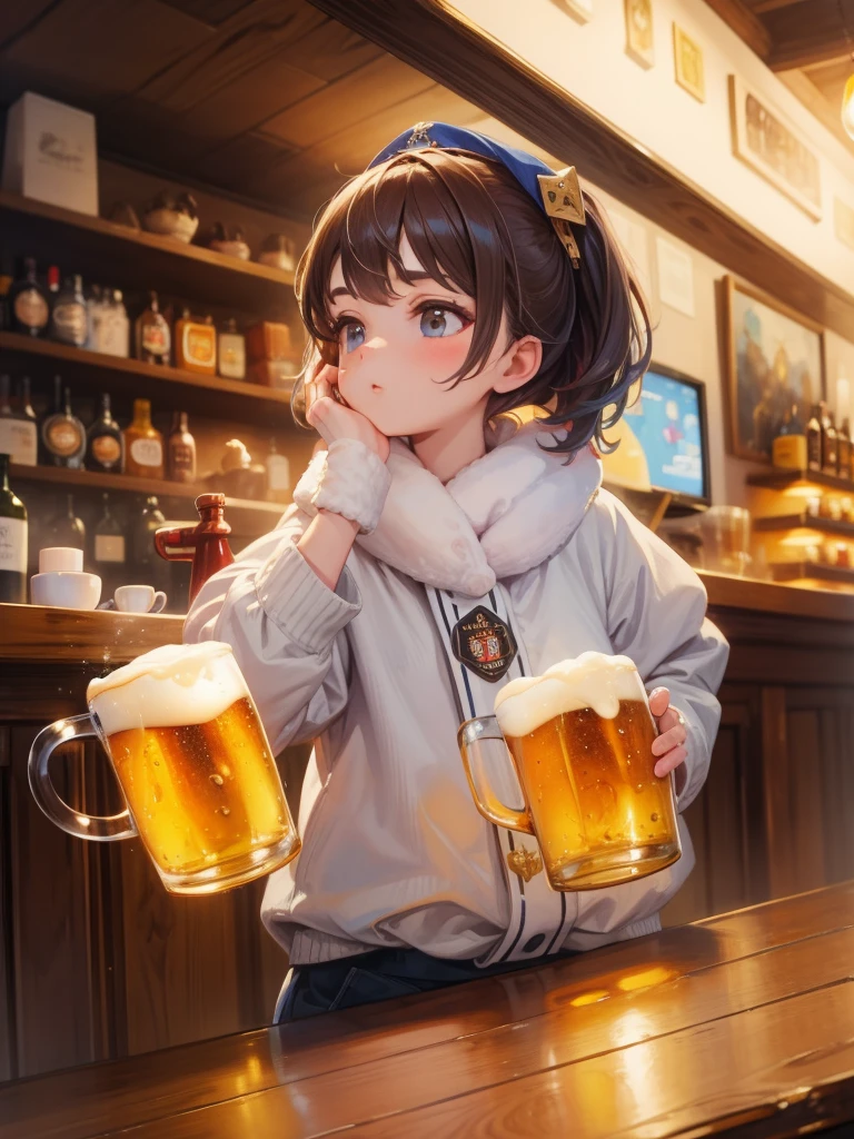 8k, Highly Detailed, best quality, Masterpiece, a cute slipper is in a mug of beer icon
