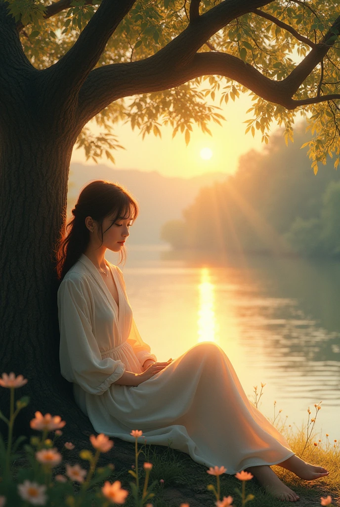 (((masterpiece))), Highest quality, Very detailed, Detailed Background, 
Bird&#39;s Eye View, 18mm wide lens, Long Shot, Quiet lakeside bench in the woods, Sitting, so beautiful, Japanese, 12,  Detailed face, (whole body:1.3), (Random Hairstyles :1.2), (Young Face), (Perfect body:1.1), blouse, skirt, autumn, In 8K, wallpaper, wonderful, In detail, Very detailed, Ultra-high resolution, Very detailed, Pure erotic face, Very detailed目と顔, Beautiful attention to detail, Very detailed肌, No makeup, (Natural Skin),