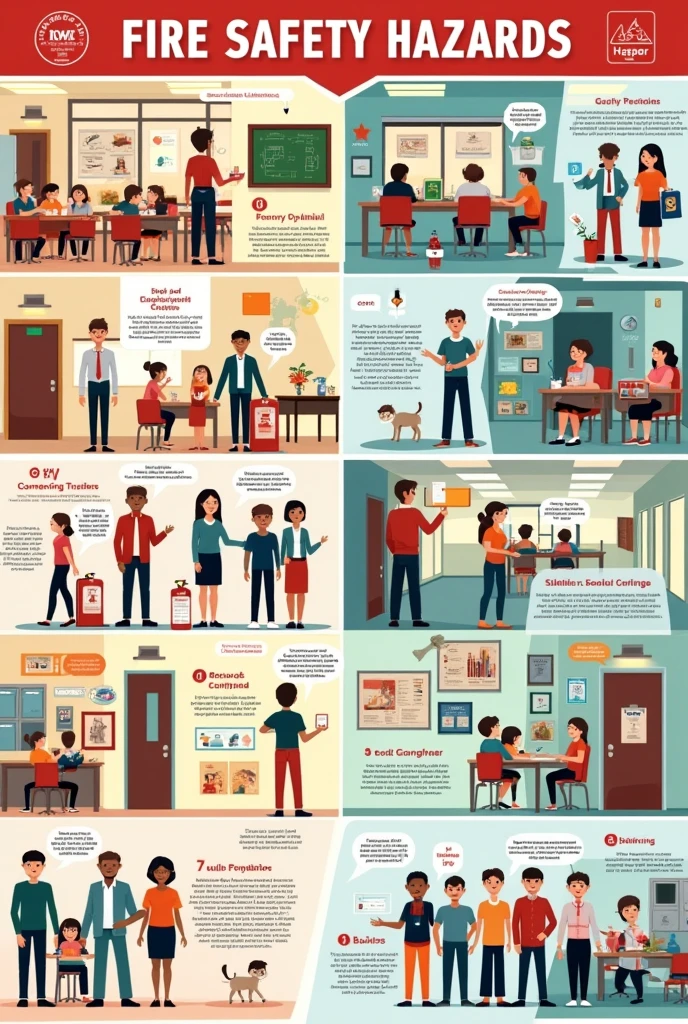 Fire safety hazards poster on school