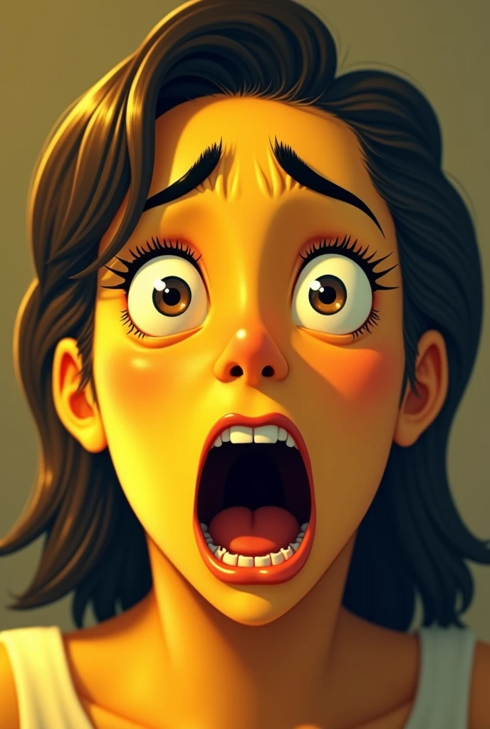 Shocking women reaction face with yellow face