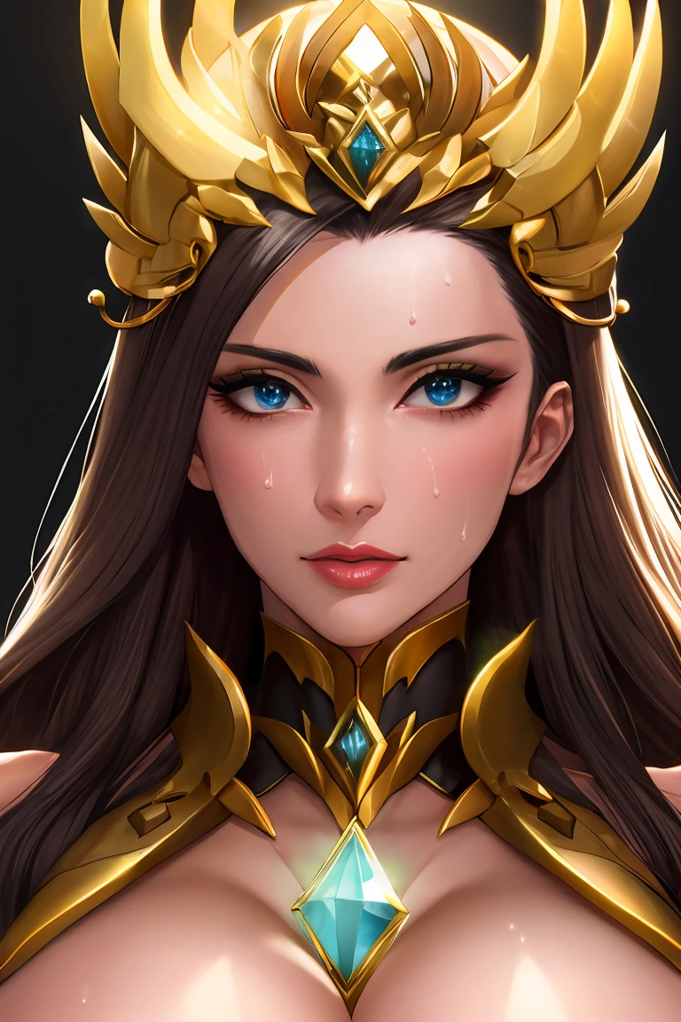 ((masterpiece, Highest quality, Extremely detailed CG, unity 8k wallpaper, Cinema Lighting, )), (View your viewers),Looking Down, gem, nice, wonderful, Gorgeous, noble, Noble, arrogant, (Golden), (((goddess))), Queen,(Long Hair),Swept-apart bangs,Gorgeous髪飾り, A mature woman full of pheromones,50 years old, embroidery, Gorgeousドレスと手袋, Glowing Skin, Fine skin,(((Highest qualityの肌))),Dripping sweat、Oilskin,Saggy breasts, Huge breasts, teasing, Perfect Eyes, (((Face Focus))), Gorgeous宮殿の玉座に腰掛けている, Highest quality, High resolution, It's all complicated,Provocative face,Perfect Face