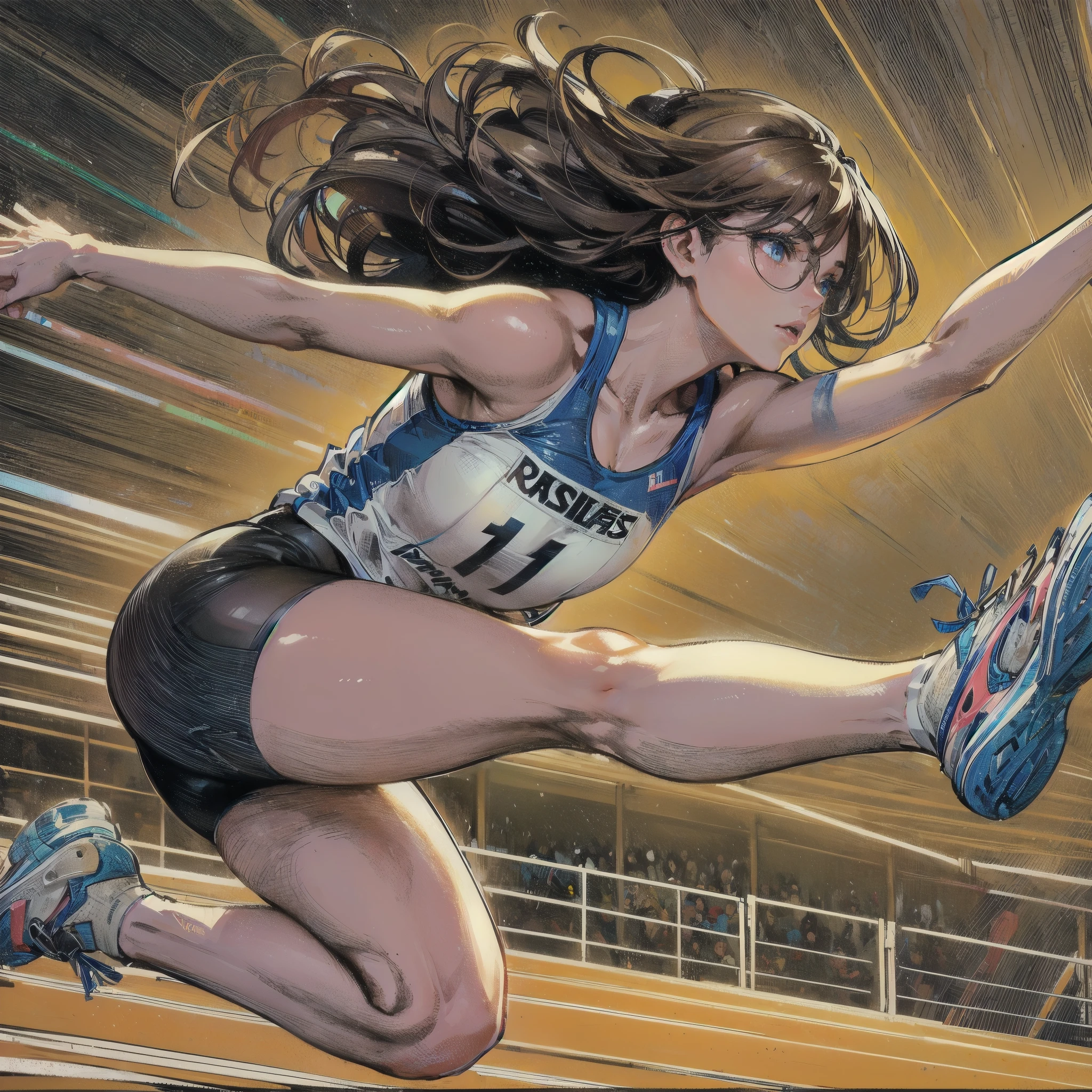 score_9, score_8_up, source anime, official art, 8k, ultra-detailed,very aesthetic, absurdres, perfect anatomy, dramatic angle, multiple girls, women athletes running in the track, Olympic, outdoor, stadium, cinematic lighting, newest, Perfect Hands