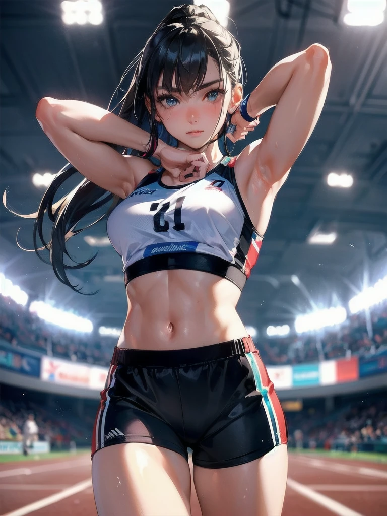 (Ryona Scene:1.5), in perspective,((high quality anime, 8k,masterpiece,Perfect Anatomy)),((nsfw,spanking:1.7)),cowboy shot,1 female,(beautiful detailed face and eyes,gorgeous eye:1.3,black eyes),master of success、The perfect 20 years old,Black Hair、Straight hair,blunt bangs,twin bun,up hair,hair flaps,Pain、tears,small breasts,small face:1.5,slender body,skinny,sweat:1.3,((red bruise from being beaten:1.5,Torn and tattered clothes),Black mini cheongsam、Sleeveless、Thigh、Lots of exposure、slit、Black fingerless gloves for martial arts、kneeling,arms up,(Injury)、An empty arena、Outdoor、