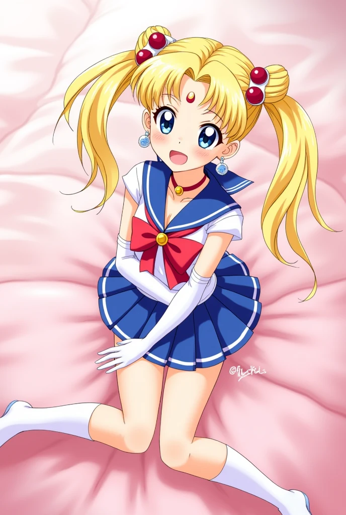 (best quality,masterpiece:1.2),absurd,1 girl,spread legs,twin tails,smile,detailed eyes,detailed lips,illustration,realistic,soft lighting,vibrant colors,playful,naughty,erotic,provocative,dreamlike,sexy pose,sensual,pink tones,creative composition,no bra,small boobs,high resolution,anime,masterpiece,1 girl,((bimbo))),sexy face,blue eyes,blonde hair,double buns,long twin tails,puffy lips,painted lips,thick lips,wide hips,thick thighs,huge fake breasts,huge round ass,shiny skin,parted bangs,hair ornament,circle,jewelry,earrings,choker,see-through,underboob,red bow,white elbow-length gloves,blue skirt,sailor uniform  senshi, oily skin, bossy, image from above,