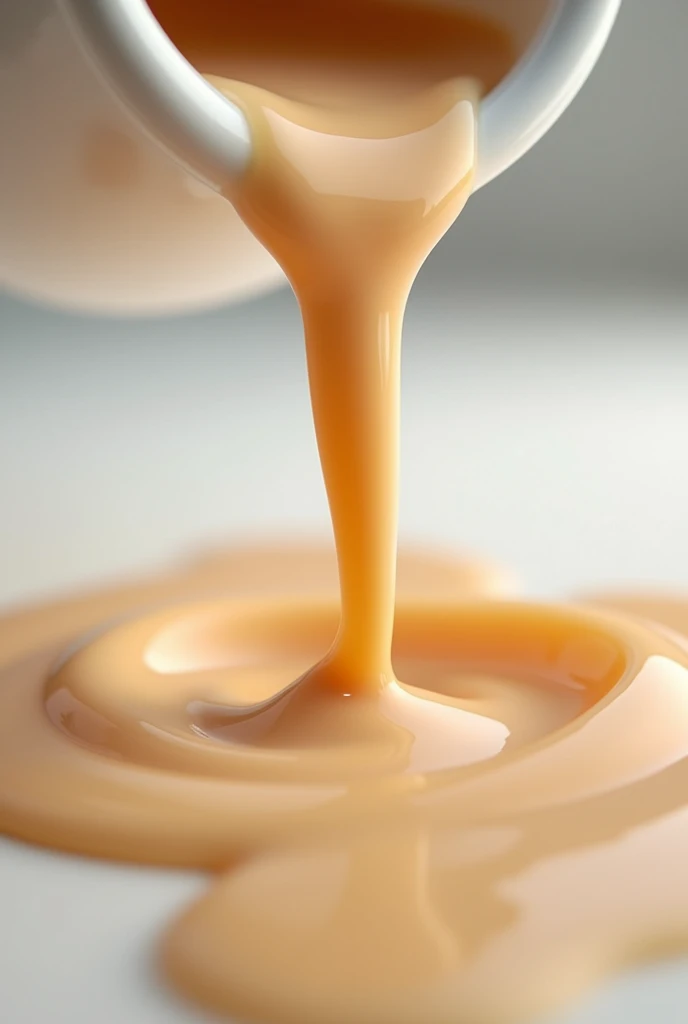 milk tea pouring drop and wave, close up