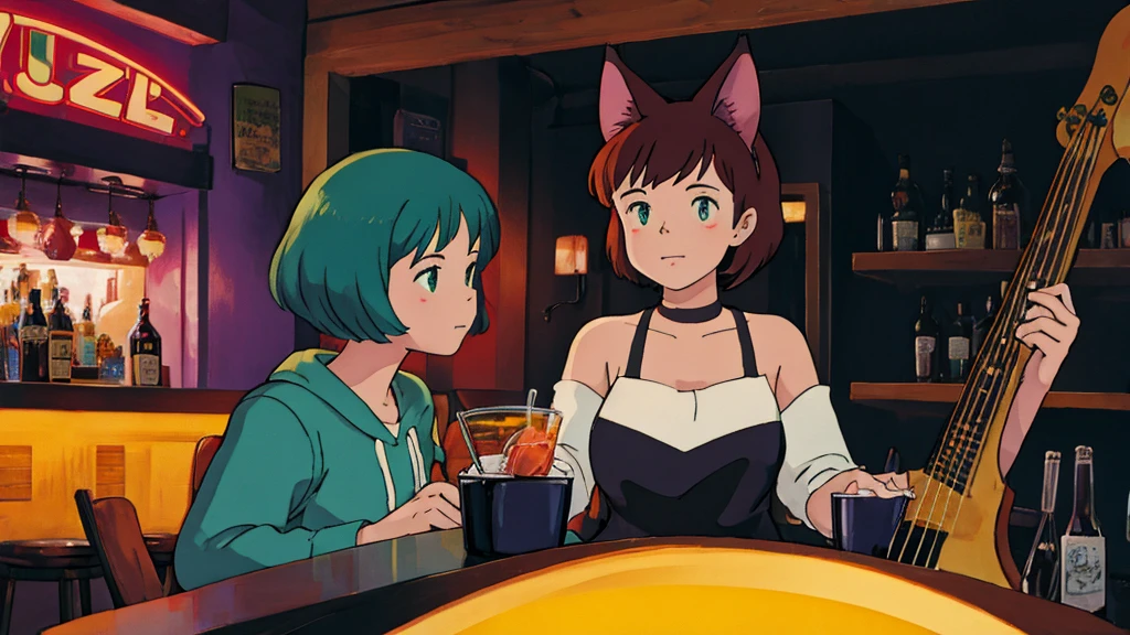 Jazz bar and cat-eared girl