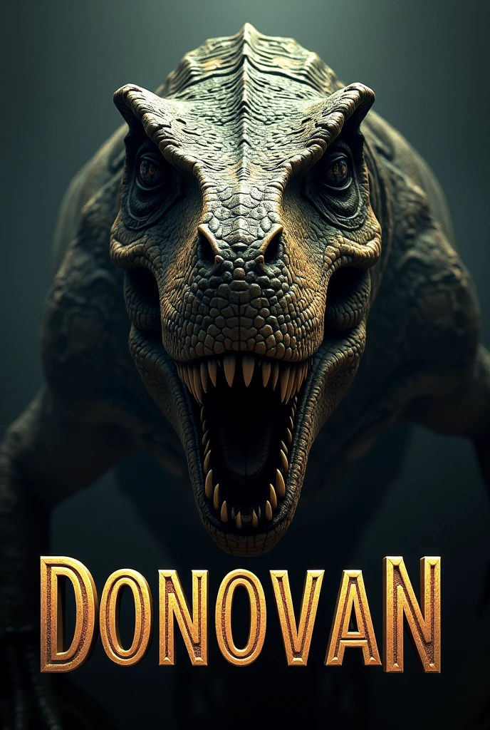 Generates a dinosaur head and below it a text with the name Donovan 