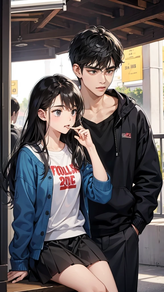 college student couple,shut your mouth, Stationary face