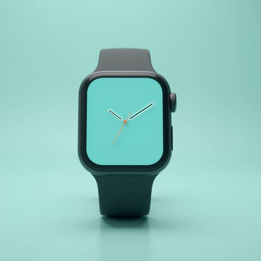 Smart watch with simple turquoise background