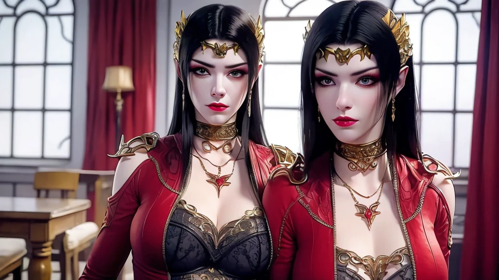 (lifelike, high - resolution:1.3), 1 girl with a perfect body, Super fine face and eyes,slong hair, big boob,Expose cleavage5, lightning, hyper-realistic graphics, most realistic graphics, 1 girl, alone, solo, Extremely sharp, surreal image, sharp eye makeup, meticulous makeup eyelashes, pretty red lips, pursed lips, full body shot, inside the room.