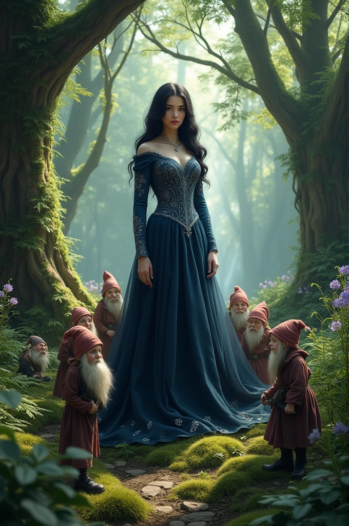 Black Princess, in the forest with 7 dwarves around