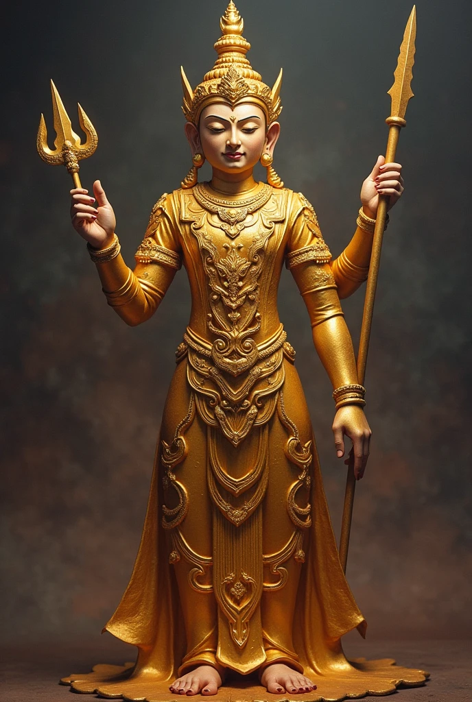 At night, I dreamed of a god wearing golden armor, holding a golden armor in his left hand and a stupa in his right hand. He was followed by more than ten people with strange and terrifying appearances. He came forward and said, "I am the Great King Vaisravana. All my followers are Yaksha demons. The Emperor of Heaven has an order to come to this country to bless the common people. I have a predestined relationship with you, so I have come here to talk", a bright, peaceful landscape background