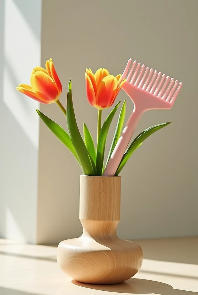 A product that combines a lucky rake and a double-cut flower vase