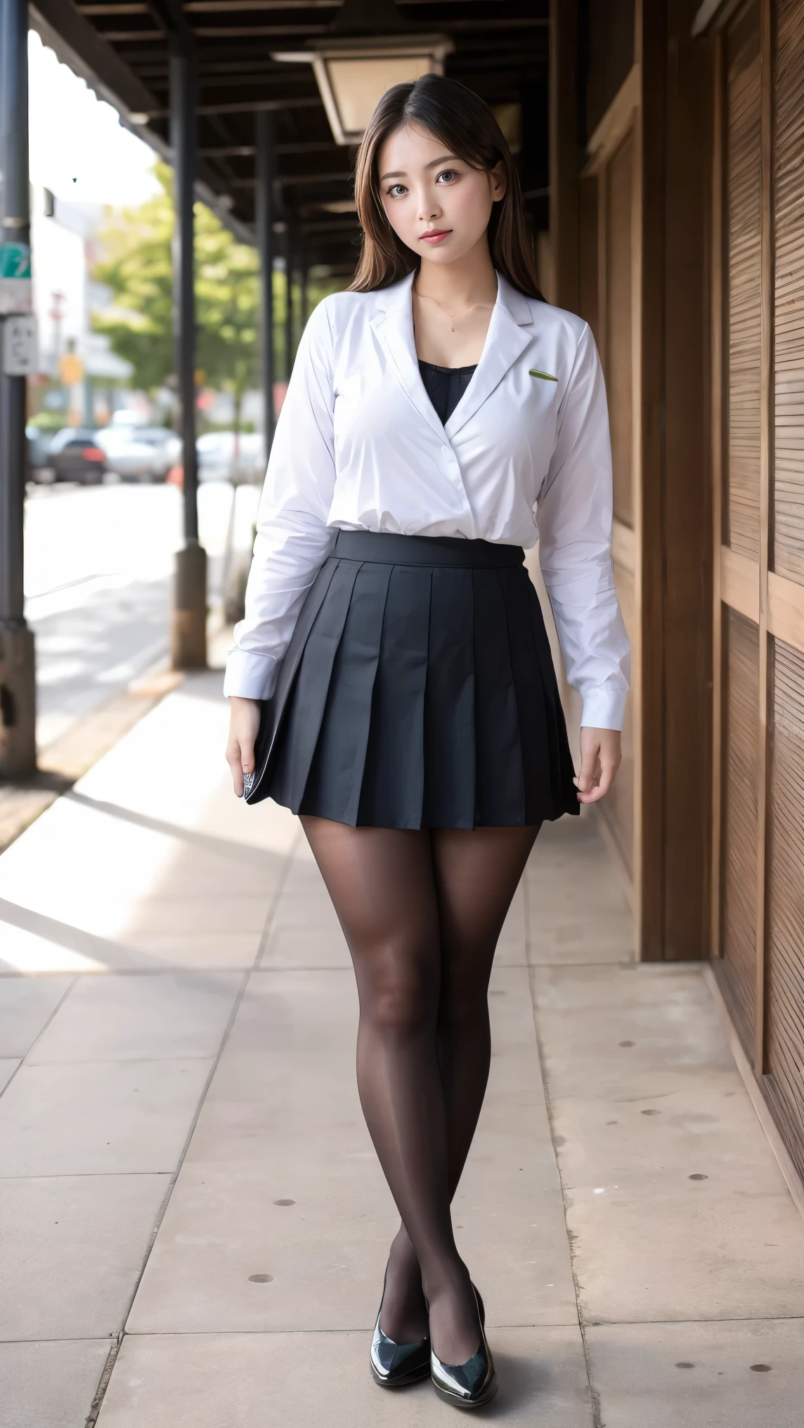 Great quality、8k、flying debris、(RAW Photos:1.4)、High resolution、((Composition away from the subject))、顔から足首までのFull body photo))、((Perfect Anatomy))、1 female 14 years old、Small build、Detailed skin、Glowing Skin、Baby Face、double eyelid、eyes with long eyelashes、Small face、smile、Open your mouth、Staring out the window in the school hallway、Stretch your back、The windows provide natural light、Realistic school scenery、middle School girl、Blue and grey school bag on shoulder、Slender and delicate body、Small breasts、A blazer uniform with green lines、girl 、Check skirt、healthy、young woman、black tights、black tights、Brown loafers、loafers、Full Body Shot、Beautiful Hairstyles、Accentuates very slim legs(Please take a picture from the front.), (8k), (Highest quality: 1.5), (Realistic: 1.1), 超High resolution, Very detailed, Golden Ratio, (Two tall Japanese high school girls), 24-years-old, (F Cup Big:1.7), Huge breasts((Breast engorgement)), Cleavage, (Two Sisters), (Full body photo), (Very cute face, Overlooking here, Please put your hands on your hips, Stand with your feet shoulder-width apart), Simple uniforms, The sisters wear the same uniform., (Wearing a Japanese office lady uniform), Long sleeve uniform, ((thick and long legs)), ((Very wide thighs:1.6)), ((Very long legs:1.4)), (I always wear black pantyhose), (Tight  have no shine、Very short), (Oily shiny black pantyhose),(ヒールが高いハイヒールloafersを着用) , Please take a picture from the front, (8k), (Highest quality), (Realistic), (Three tall Japanese high school girls), 24-years-old, F Cup Big, Three Sisters, (Full body photo), (Angry with a super cute face, Angry face, Overlooking here, Cleavageを強調するために腕を組む, (Very wide thighs), (Plump legs), (They always wear black stockings..),Simple uniforms, The sisters wear the same uniform, Wearing a monochrome Japanese uniform, Street Snap, Japanese Blonde, Blonde, short hair, hair band, Glare, Frowning, compensate, Frowning, Frowningをする, Surrealism, First Person View, First Person View, Wide-angle, 超High resolution, Anatomically correct, Super Detail, 16K, プリーツミニスカートと黒ストッキングを履いた女性のFull Body Shot, Korean girl, ( Ivory Black ), Choi Hong-hwa, Lee Ji-eun, Lee Ji-eun, Korean women's fashion model, Ulzzang, Korean, sakimichan, Jaeyoung Nam, Kim Tae-jun, Micro Mini Skirt, (スカートがVery short), (Very long legs), (Very wide thighs), (Plump legs), (She always wears black stockings..), (Wearing brown platform high heels), Accurate high heels,　thighhighs