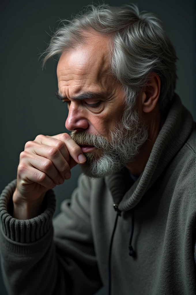 ((best quality)), ((masterpiece)), (detailed), of a sick man while he is coughing