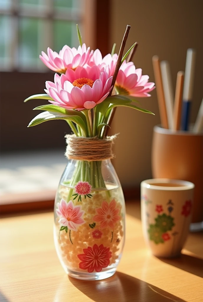 A product that combines a lucky rake and a double-cut flower vase sold at Tori-no-ichi festival in Japan.