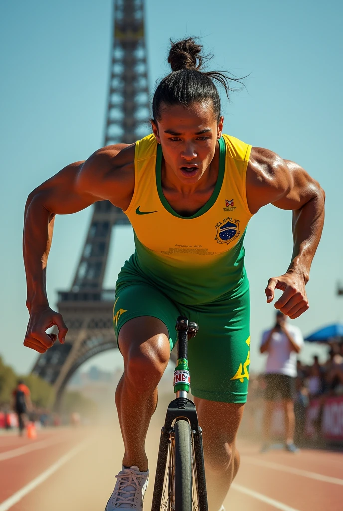 Brazilian Paralympic athlete in action at the 2024 Paris Paralympics