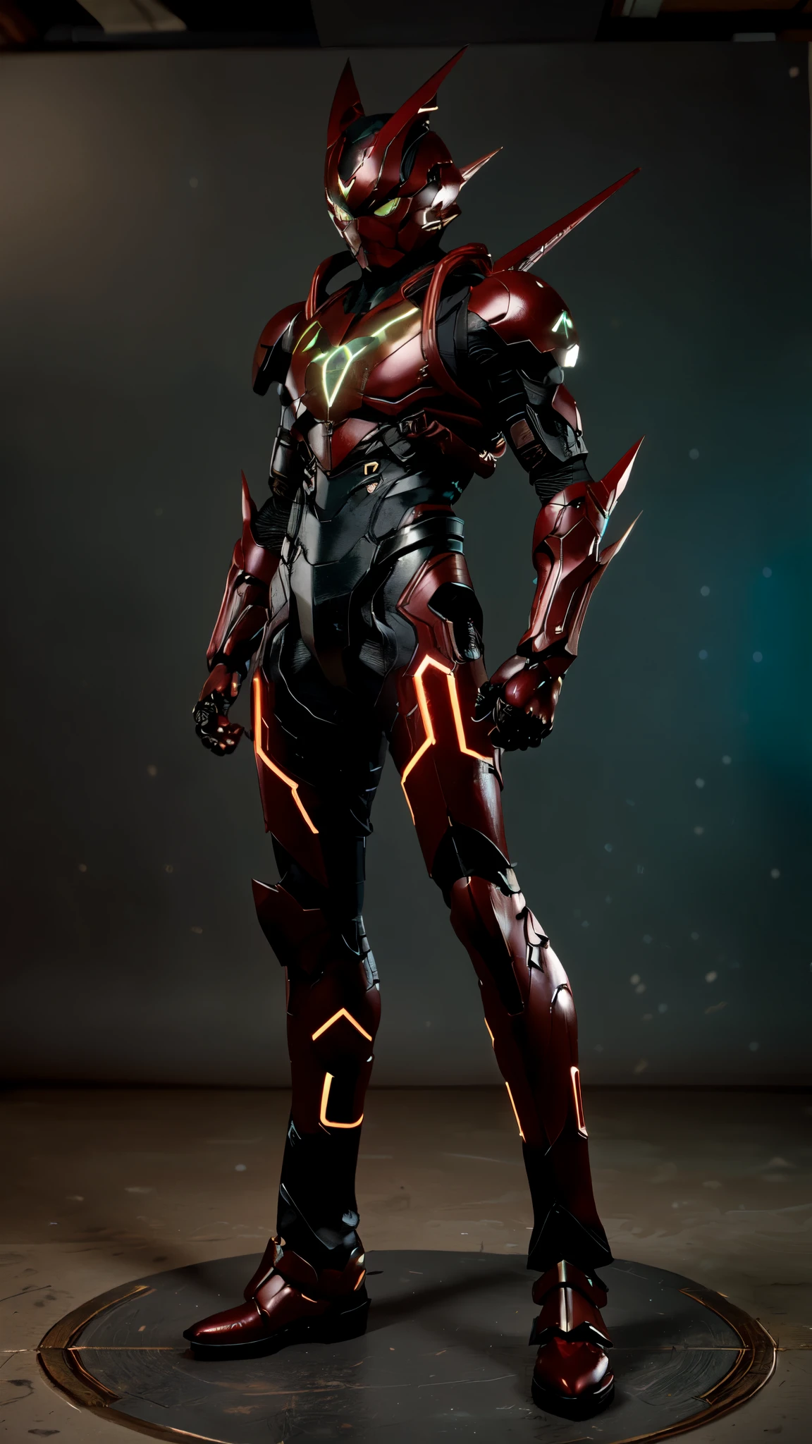 (masterpiece:1.5, best quality:1.5, extremely delicate:1.5, superhero pose:1.5), a man wearing a full-face helmet, a fantasy-style biotech armored combat suit, green eyes, (a composite layered chest armor), fully enclosed shoulder guards, matching arm and leg guards, belt of Neon circuit, (the color scheme is primarily black with green and red accents), the design balances heavy with agility, a high-tech bio-mecha armor, (Armor Concept Inspired by Kamen Rider, stand on the top of a skyscraper in a futuristic sci-fi city), this character embodies a finely crafted fantasy-surreal style armored hero in anime style, exquisite and mature manga art style, (element, plasma, energy, the armor glows), ((male:1.5)), metallic, high definition, highres, ultra-detailed, ultra-fine painting, professional, perfect body proportions, golden ratio, anatomically correct, symmetrical face, extremely detailed eyes and face, high quality eyes, creativity, RAW photo, UHD, 32k, Natural light, cinematic lighting, masterpiece-anatomy-perfect