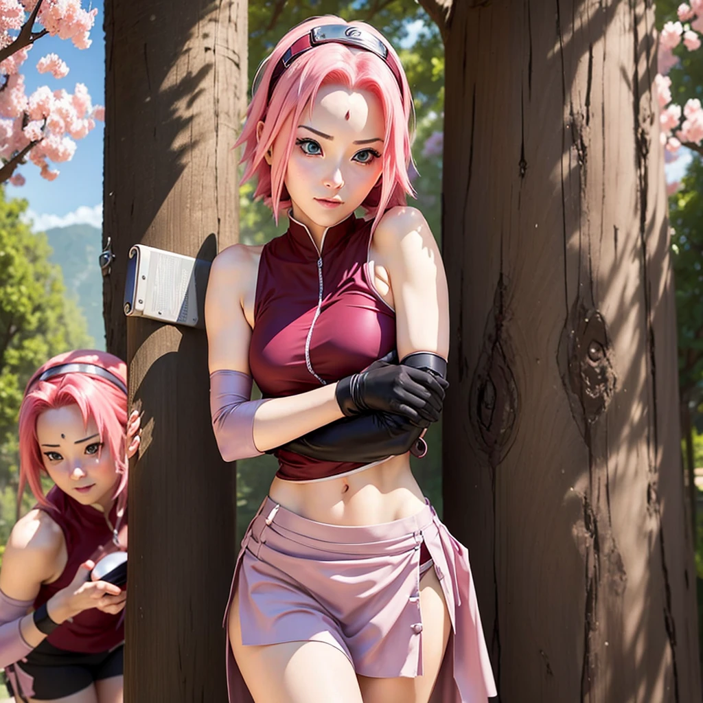 The slim Sakura Haruno captures the essence of charming acting, capturing the image of a person pretending to be innocent, adopting cute and gentle facial expressions as she removes her top. Teasing