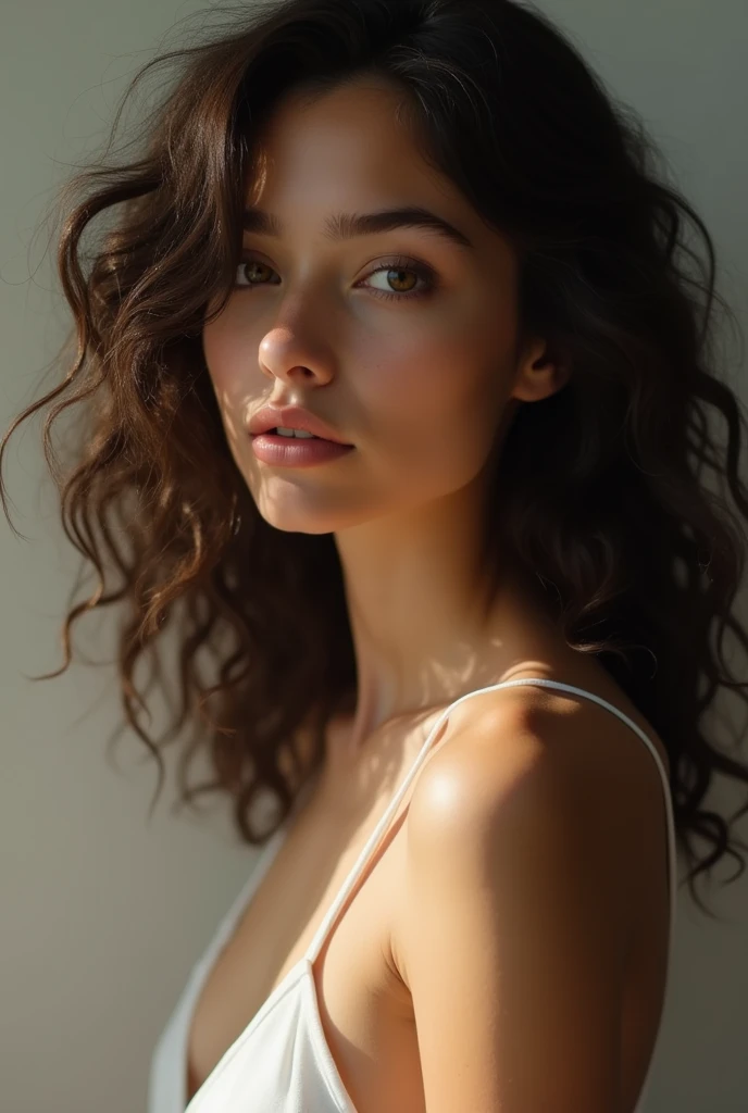 A brunette girl with curly hair nude photo 