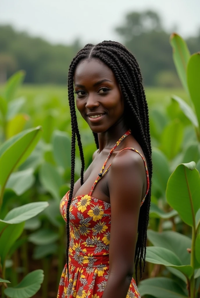 Beautiful woman in cassava garden