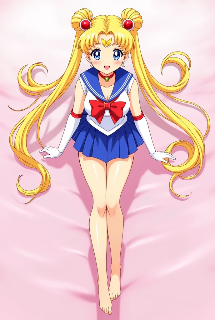 (best quality,masterpiece:1.2),absurd,1 girl,spread legs,twin tails,smile,detailed eyes,detailed lips,illustration,realistic,soft lighting,vibrant colors,playful,naughty,erotic,provocative,dreamlike,sexy pose,sensual,pink tones,creative composition,no bra,small boobs,high resolution,anime,masterpiece,1 girl,((bimbo))),sexy face,blue eyes,blonde hair,double buns,long twin tails,puffy lips,painted lips,thick lips,wide hips,thick thighs,huge fake breasts,huge round ass,shiny skin,parted bangs,hair ornament,circle,jewelry,earrings,choker,see-through,underboob,red bow,white elbow-length gloves,blue skirt,sailor uniform senshi, oily skin, bossy, image from above,
