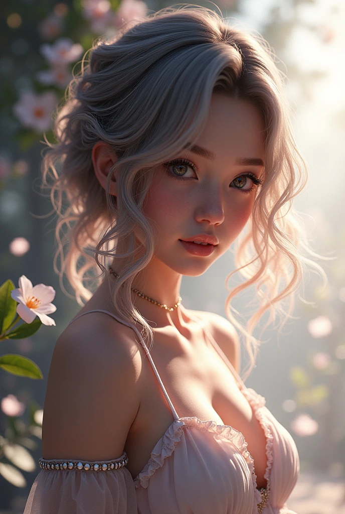 (Extremely detailed CG unity 8k wallpaper, masterpiece, Best Quality, ultra detailed), (better lighting, best shadow, an extremely delicate and beautiful), a cool place, dynamic, my original character of a girl with a (dynamic pose) and silver (duendecillo cut: 1.3) that reflects light beautifully.