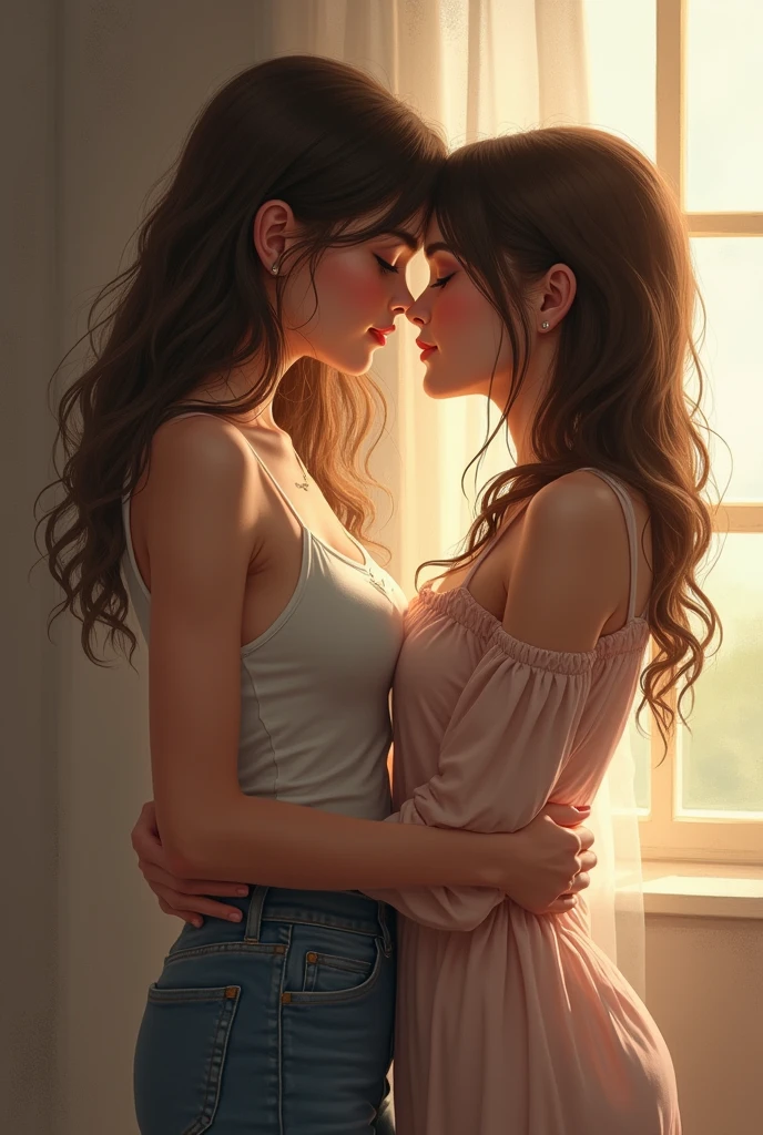 Two girls are huging each other very deeply.