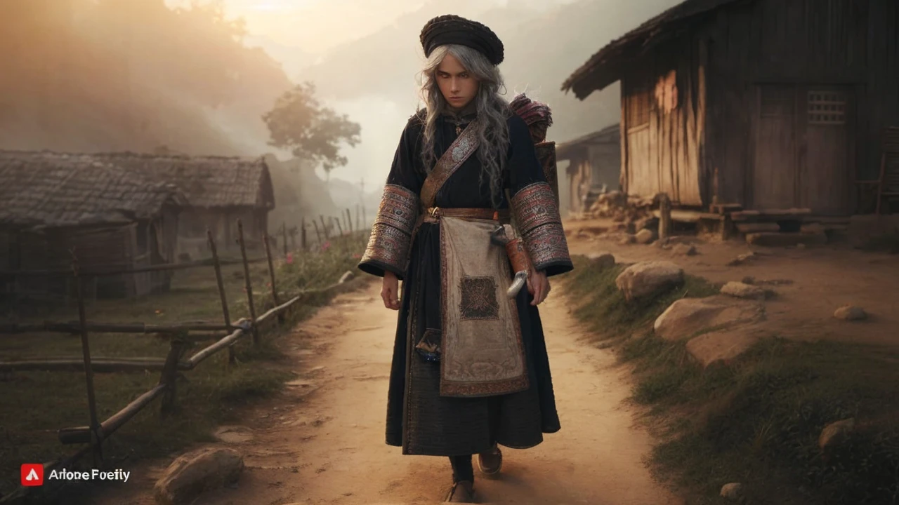 Middle Ages youth man, light gray eyes, white hair,short hair, white skin, detailed facial features, rich clothing, ornate sword, incredible detail, volumetric lighting, dramatic composition, cinematic lighting, rich colors