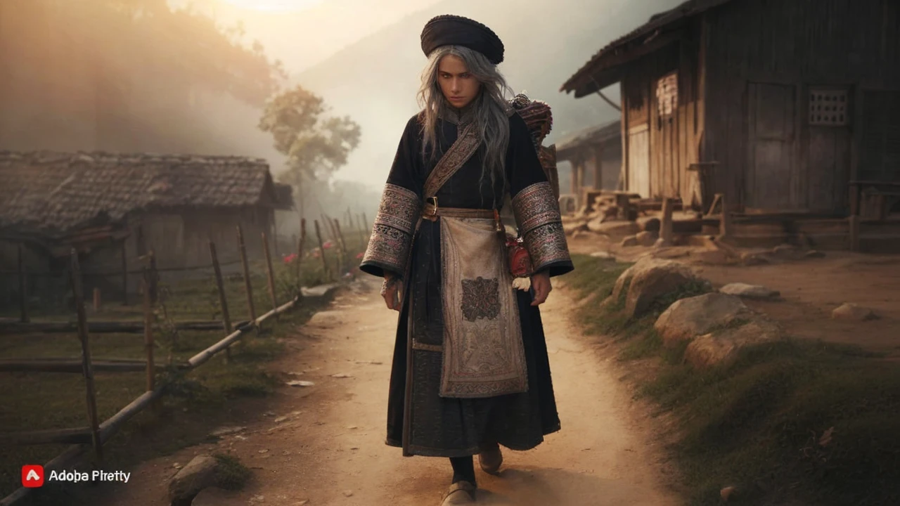 Middle Ages youth man, light gray eyes, white hair,short hair, white skin, detailed facial features, rich clothing, ornate sword, incredible detail, volumetric lighting, dramatic composition, cinematic lighting, rich colors