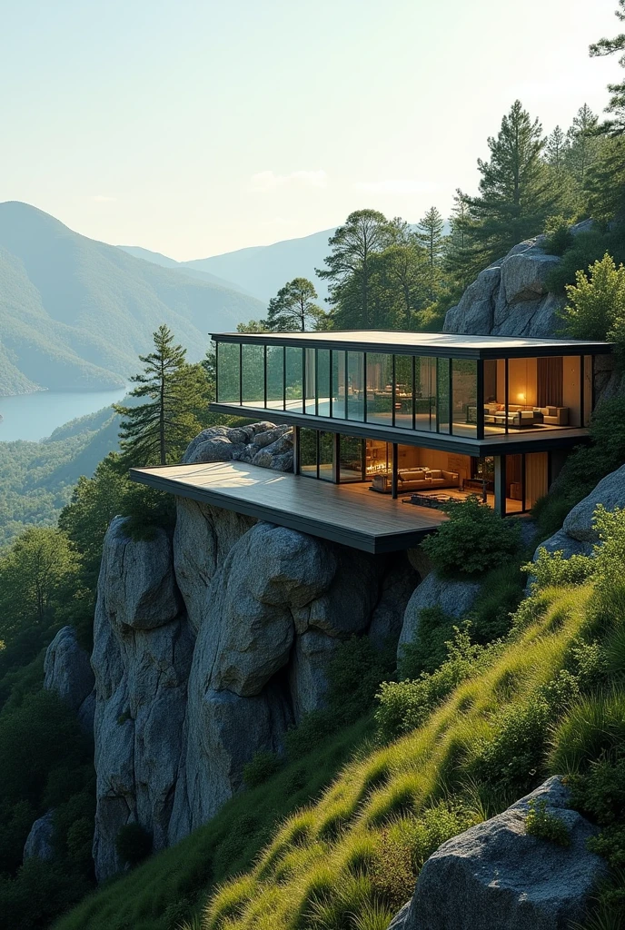 Overlooking nature、Luxury glass villa(Not on a cliff)