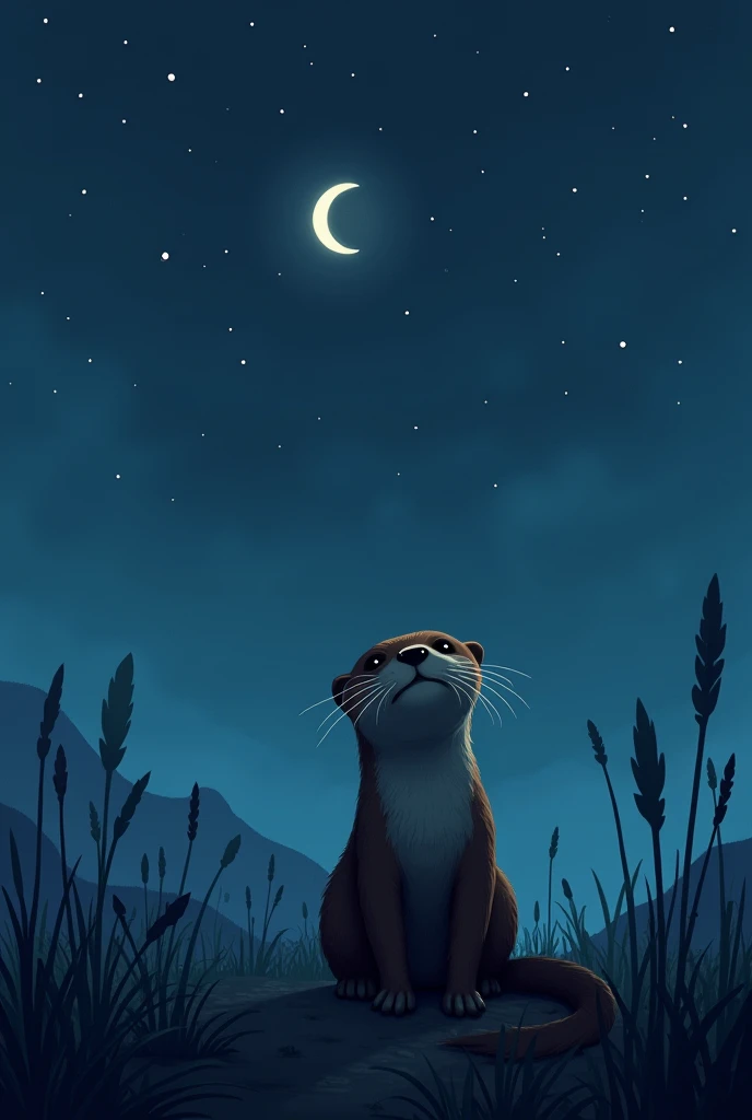 Sad otter night sky