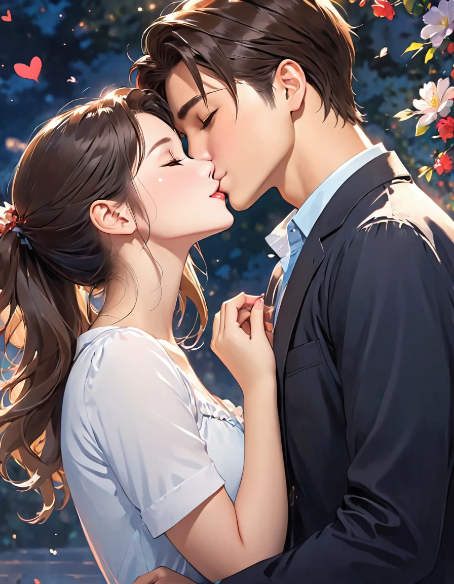 1boy, 1girl, imminent kiss,