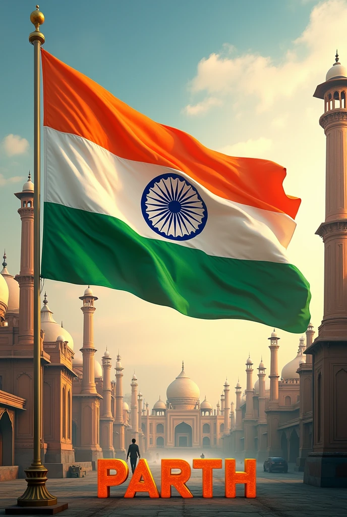 Crate India Flag and center name Parth
