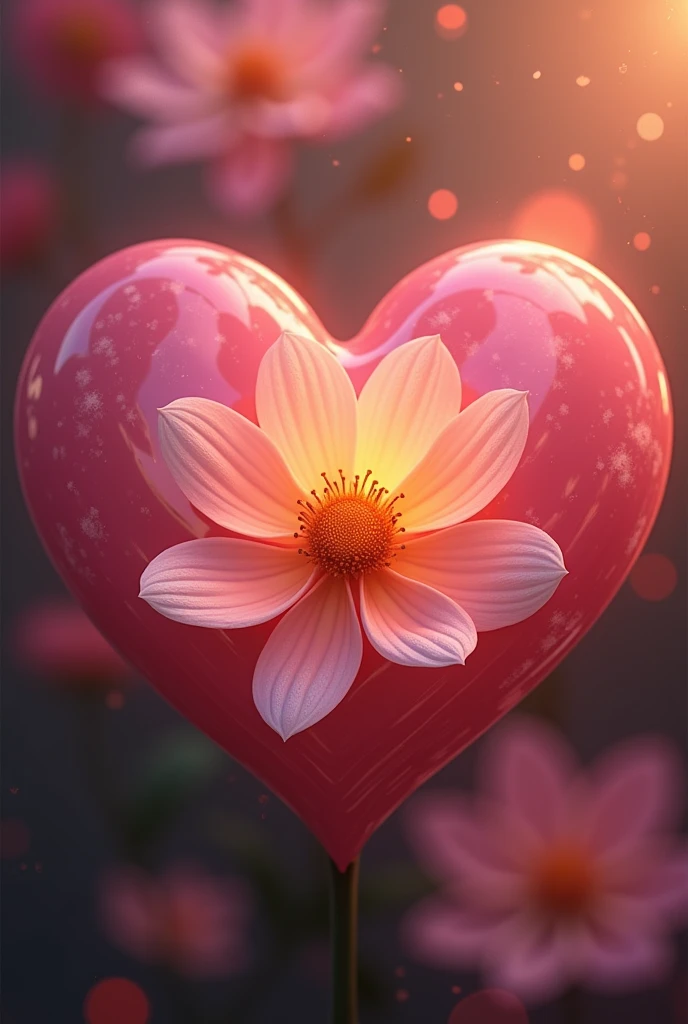 Heart shape and flower center me name Mahi