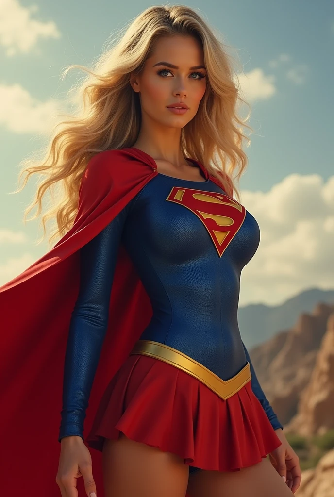 INSANELY SEXY, RIPPED MUSCULAR BUSTY BOOBS SUPERGIRL WEARING THE ORIGNAL FIRST EDITION SUPERGIRL COSTUME.