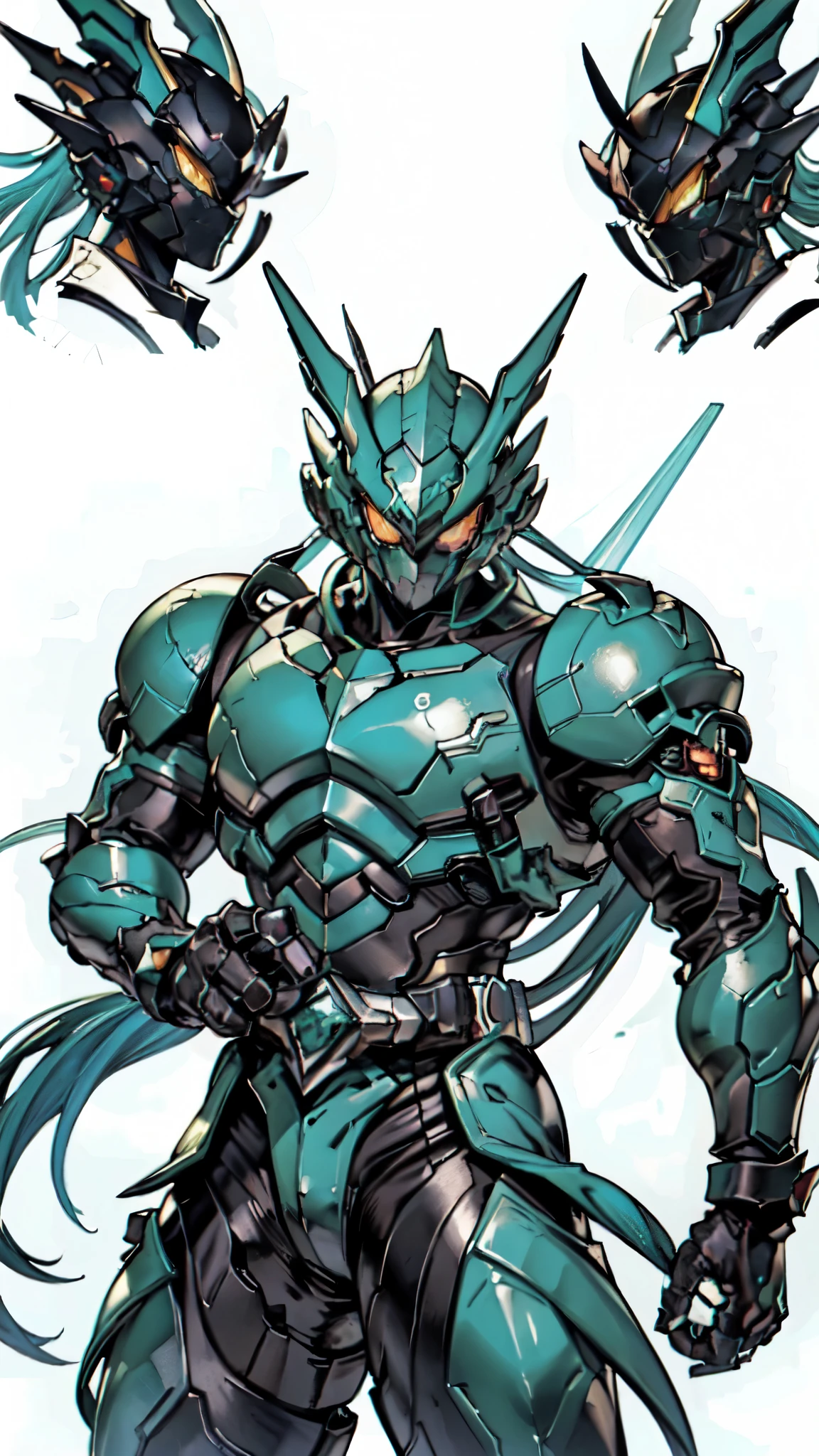(masterpiece:1.5, best quality:1.5, extremely delicate:1.5, superhero pose:1.5), a man wearing a full-face helmet, a fantasy-style biotech armored combat suit, green eyes, (a composite layered chest armor), fully enclosed shoulder guards, matching arm and leg guards, belt of Neon circuit, (the color scheme is primarily black with green and red accents), the design balances heavy with agility, a high-tech bio-mecha armor, (Armor Concept Inspired by Kamen Rider, stand on the top of a skyscraper in a futuristic sci-fi city), this character embodies a finely crafted fantasy-surreal style armored hero in anime style, exquisite and mature manga art style, (element, plasma, energy, the armor glows), ((male:1.5)), metallic, high definition, highres, ultra-detailed, ultra-fine painting, professional, perfect body proportions, golden ratio, anatomically correct, symmetrical face, extremely detailed eyes and face, high quality eyes, creativity, RAW photo, UHD, 32k, Natural light, cinematic lighting, masterpiece-anatomy-perfect