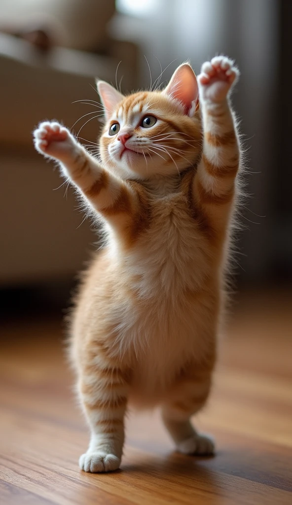 The cat is dancing.