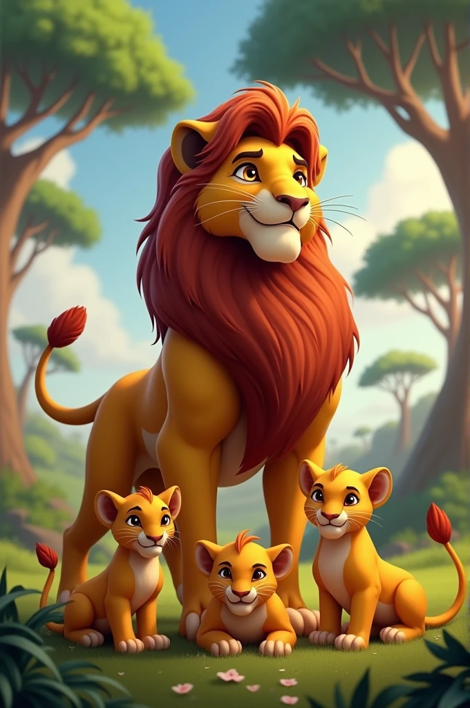 Leona with 3 cubs