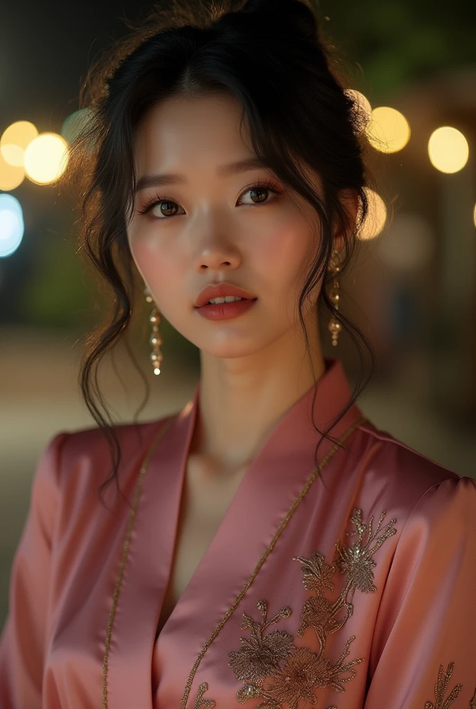 8k, best quality, Medium close-up, (black kebaya )、(luxury kebaya ), (short kebaya), (top-quality,masterpiece:1.3,超A high resolution,),(ultra-detailliert,Caustics),(Photorealsitic:1.4,RAW shooting,)Ultra-realistic capture,A highly detailed,high-definition16Kfor human skin, Cute and lovely Korean girl, realistic, ultra detail, photo realistic, Increase quality, 8k, best quality, Medium close-up, (pink kebaya )、(luxury kebaya ), (short kebaya), (best quality,masterpiece:1.3,超High resolution,),(ultra-detailliert,Caustics),( Photorealistic: 1.4, RAW shooting,) Ultra-realistic shooting, 16K high definition highly detailed human skin, Cute and beautiful Korean girl, realistic, highly detailed, realistic photo, Improve quality, standing in the park with a scarf, park, (big breasts), (cleavage), close-up shot, mouth,dark-haired, Messy Updo Hair, (depth of field、chromatic aberration、Various kinds of lighting、Natural Shade、 )、(Lights exterior at night:1.4)、(Hair swaying in the wind:1.2).
standing in a garden with a scarf, garden, (large breast), (cleavage ), close-up shot, mouth,dark-haired, Messy Updo hair, (depth of fields、chromatic abberation、Wide range of lighting、Natural Shading、)、(Exterior light at night:1.4)、(Hair swaying in the wind:1.2).
