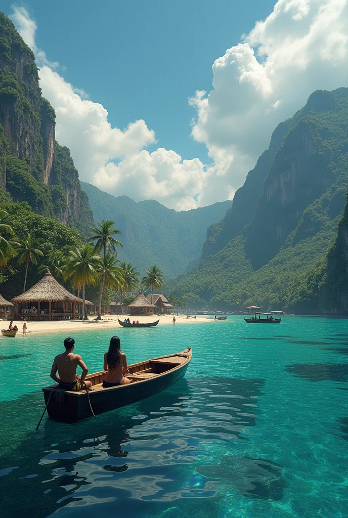 To save time he decided to take the boat to rich the village